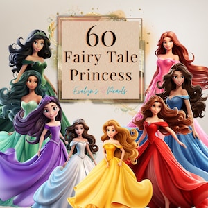 Prinzessin Clipart Prinzessin Märchen Clipart Kinderfest Clipart Magische Clipart Prinzessin PNG Fantasie Clipart | Kommerzielle Nutzung Clipart