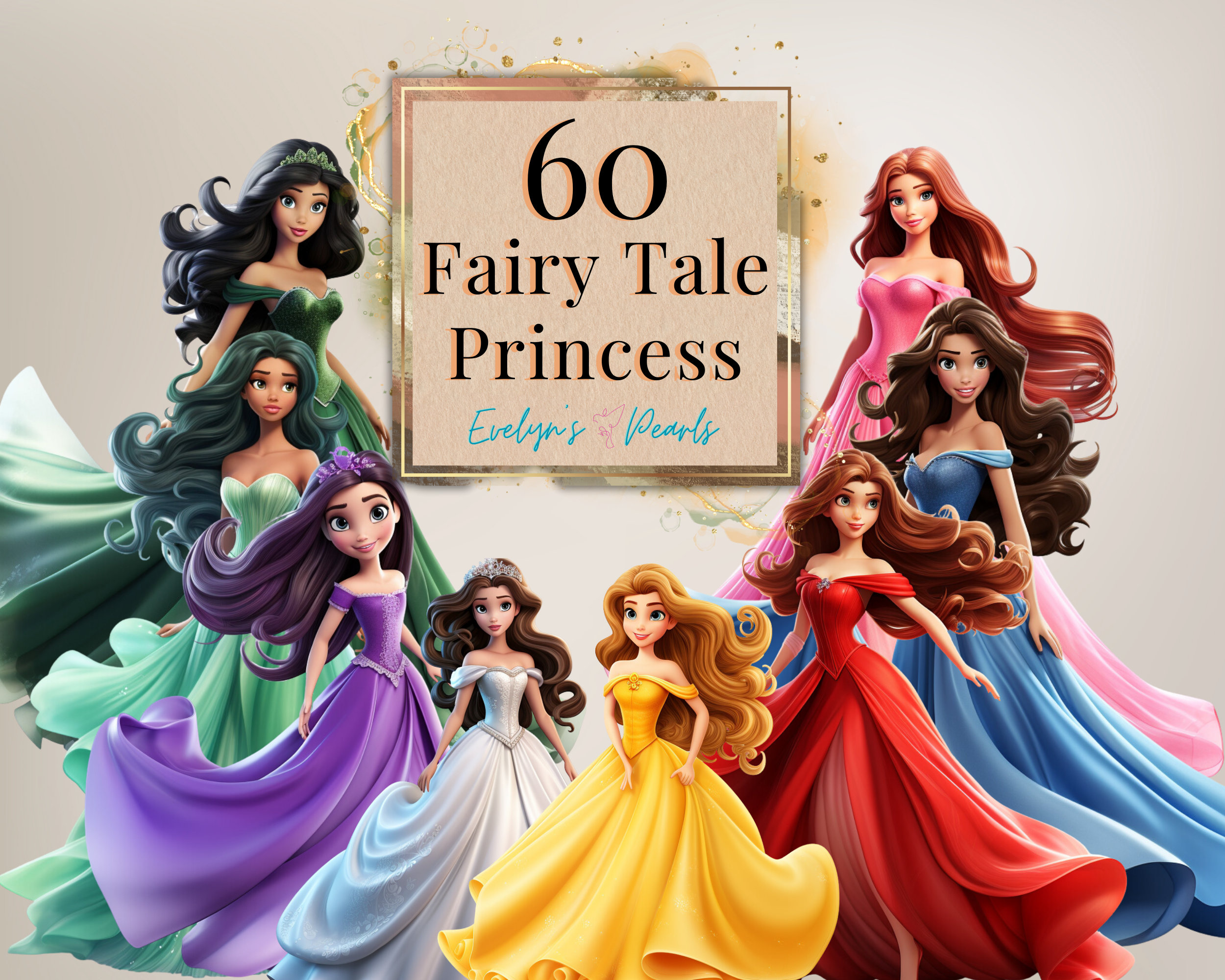 Princess Clipart Princess Fairy Tale Clipart Children's Party Clipart
