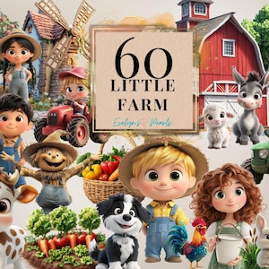 Clipart fattoria Piccola fattoria PNG Fattoria Fienile Clipart Carino contadino Clipart Animali da fattoria PNG Illustrazioni per bambini / Uso commerciale Clipart Trasparente