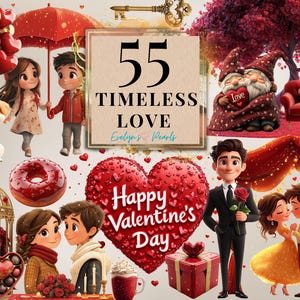 Amor eterno Clipart Feliz día de San Valentín PNG Clipart de San Valentín rojo Dulces postres de San Valentín PNG Linda pareja PNG / Uso comercial Clipart