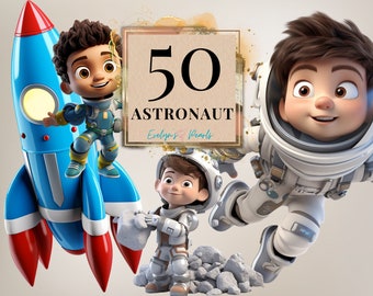 Astronaut Clipart Cute Astronaut PNG Sky Clipart Rocket PNG Space Clipart Nursery Wall Art PNG Children | Commercial Use Clipart Transparent