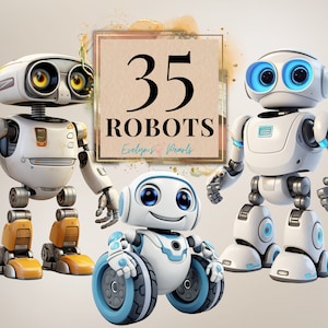 Roboter Clipart Roboter Kinder Clipart Kinder Clipart Klassenzimmer Kinderzimmer Dekor 3D Clipart Roboter PNG Maschine Clipart | Kommerzielle Nutzung Clipart