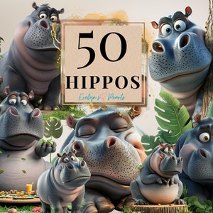 Nilpferd Clipart Süßes Nilpferd PNG Safari Tier Clipart Dschungel PNG Kinderbuchillustration Kinderzimmer Kunst PNG| Kommerzielle Nutzung Clipart Transparent