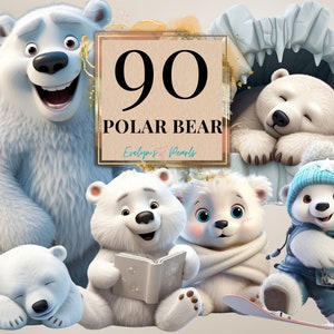 Oso polar Clipart Lindo oso PNG Clipart de invierno Lindo animal PNG Clipart de niños Animal ártico PNG Oso / Uso comercial Clipart Transparente
