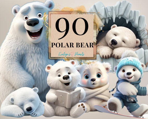 Polar Bear Clipart Cute Bear PNG Winter Clipart Cute Animal PNG Children Clipart Arctic Animal PNG Bear | Commercial Use Clipart Transparent