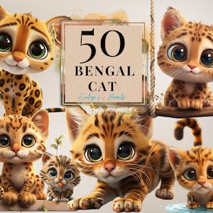Chat Clipart chat du Bengale race Clipart amoureux des chats PNG Cartoon Clipart animal PNG jouer chat Clipart enfants I usage Commercial Clipart Transparent