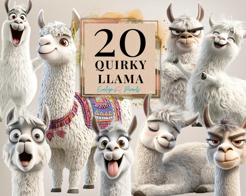 Quirky Llama Clipart Funny Llama PNG Humorous Llama Clipart Quirky Animals Clipart Sublimations Farm PNG| Commercial Use Clipart Transparent image 1