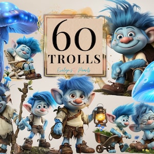 Troll Clipart Troll carini PNG Clipart magico Festa per bambini PNG Fiaba Clipart Fantasia PNG Foresta magica / Clipart uso commerciale