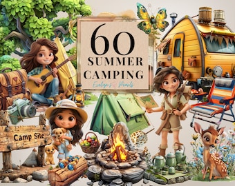 Camping Clipart Summer Camping PNG Cute Explorer Clipart Safari Clipart Girl PNG Adventure Clipart Tree | Commercial Use Clipart Transparent
