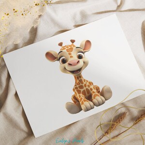 Giraff Clipart Söt giraffunge Clipart PNG Safari djur Clipart Djungel PNG Barnrumskonst PNG Giraff | Kommersiell användning Clipart Transparent bild 7