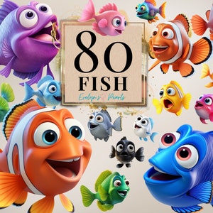 Clipart di pesce Vita marina PNG Creatura marina Clipart Sotto l'oceano Clipart Pesce colorato PNG Animale marino / Uso commerciale Clipart Trasparente