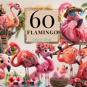 Flamingo Clipart Niedlicher Flamingo PNG Vogel Clipart Süßes Tier PNG Cartoon Clipart Kinder PNG Safari Clipart | Kommerzielle Nutzung Clipart Transparent