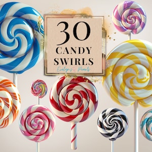 Clipart de tourbillon de bonbons Clipart de bonbons colorés Clipart de tourbillons de roche PNG festif PNG sucré Clipart de nourriture | Clipart à usage commercial transparent