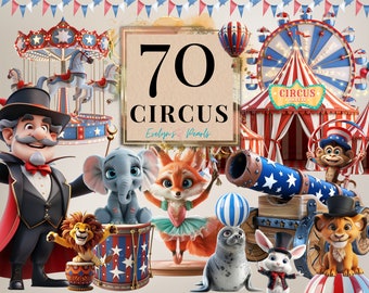 Circus Clipart Circus Tent PNG Circus Party Clipart Performing Animals PNG Nursery Art Clipart Sticker I Commercial Use Clipart Transparent