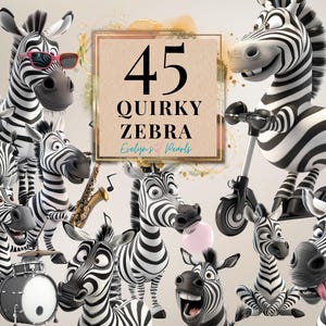 Schrullig Zebra Clipart Lustiges Zebra PNG Humorvolles Zebra Clipart Safari Tiere PNG Sublimationsgrafiken | Kommerzielle Nutzung Clipart Transparent