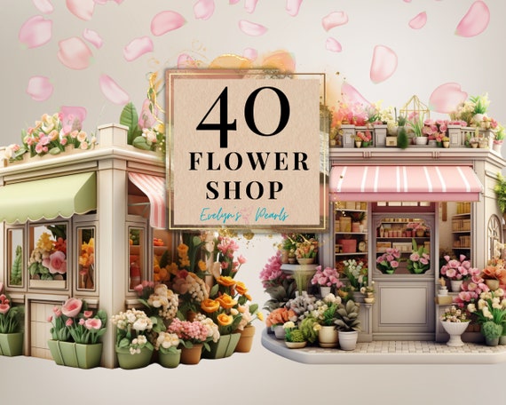Flower Shop Clipart Cute Flower Stalls Clipart Spring PNG Floral Cart Clipart Seasonal Decor PNG Flower | Commercial Use Clipart Transparent