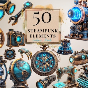 Steampunk Clipart Steampunk Elemente Gadgets PNG Steampunk Tiere Journal Aufkleber Clipart Scrapbook | Kommerzielle Nutzung Clipart Transparent