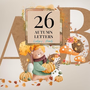 Letras Clipart Otoño Letras PNG Letras Animales Clipart Otoño PNG Acuarela Clipart 26 Alfabeto PNG / Uso Comercial Clipart Transparente