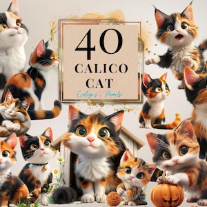 Cat Clipart Calico Cat Breed Clipart Cat Lovers PNG Cartoon Clipart Animal PNG Playing Cat Clipart kids I Commercial Use Clipart Transparent