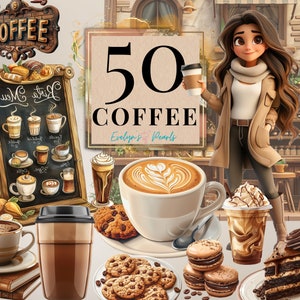 Clipart café Café chaud PNG Boissons Clipart Amateurs de café PNG Cookies Clipart Café PNG Sticker Clipart | Clipart à usage commercial transparent