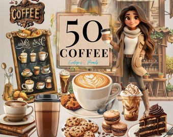 Coffee Clipart Hot Coffee PNG Drinks Clipart Coffee Lover PNG Cookies Clipart Café PNG Sticker Clipart  | Commercial Use Clipart Transparent