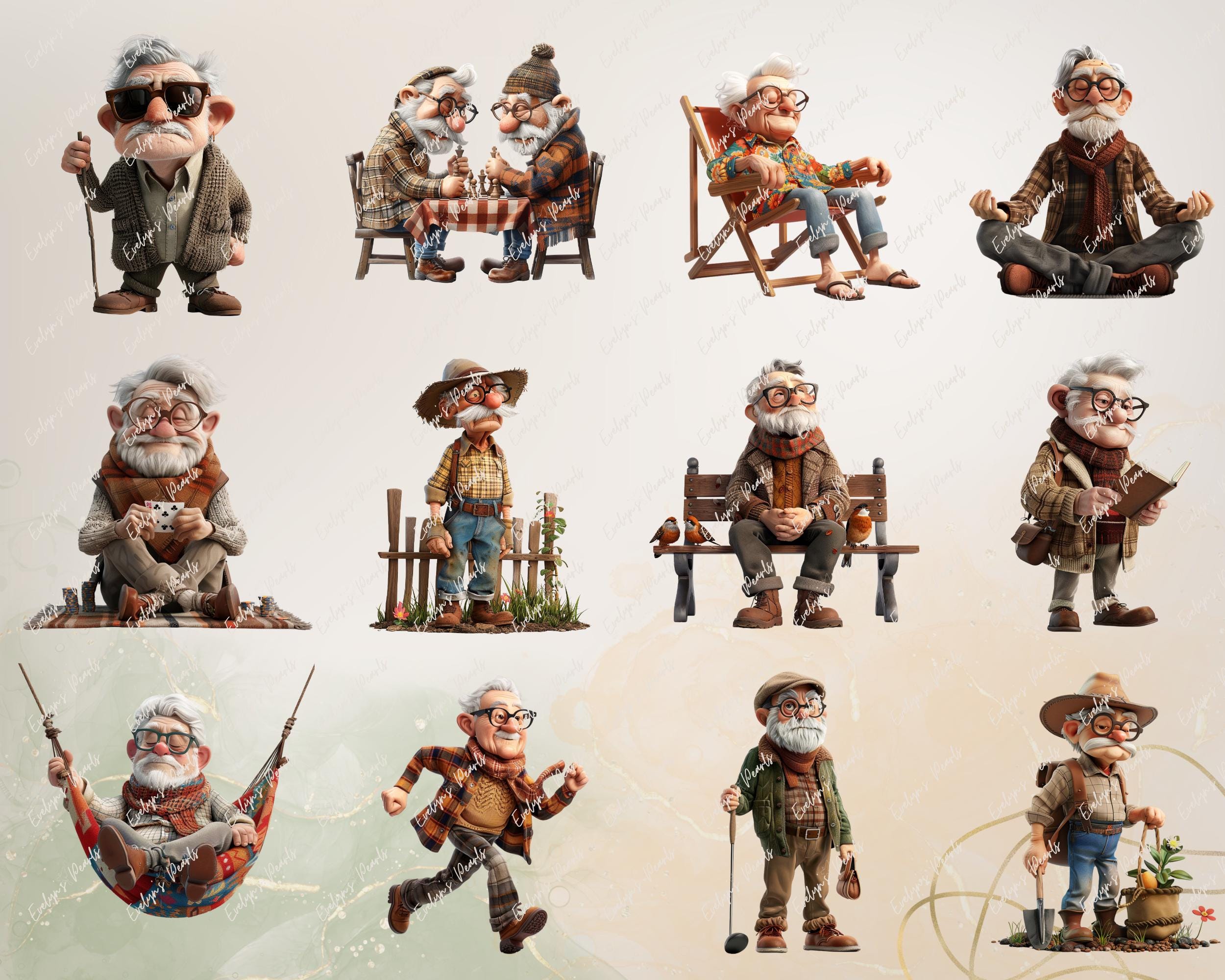 Old Man Clipart Funny Old Grandpa PNG Quirky Oldy Clipart Elderly ...