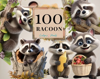 Clipart raton laveur mignon raton laveur PNG Clipart animaux de la forêt animal des bois PNG Clipart forêt pépinière Art mural | usage commercial Clipart Transparent