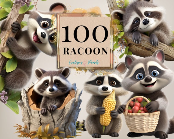 Racoon Clipart Cute Racoon PNG Forest Animal Clipart Woodland Animal PNG Forest Clipart Nursery Wall Art |Commercial Use Clipart Transparent