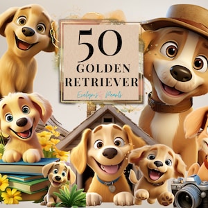 Dog Clipart Golden Retriever PNG Pet Clipart Dog Breeds Clipart Puppies PNG Cartoon Clipart Animal Lover |Commercial Use Clipart Transparent