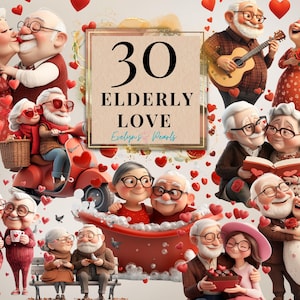 Imágenes prediseñadas de pareja de ancianos, imágenes prediseñadas de pareja de ancianos, linda pareja de ancianos felices PNG, abuelos románticos PNG, romance dulce / uso comercial Clipart