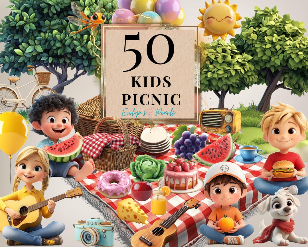 Kids Picnic Clipart Summer PNG Food Clipart Picnic Basket PNG Beach ...