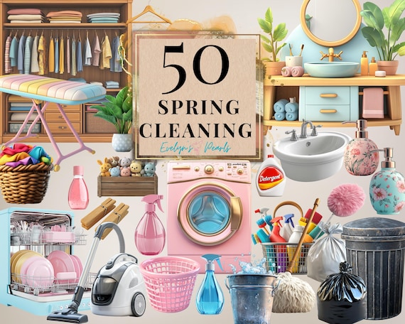 Cleaning Clipart Spring Cleaning PNG Cleaning Supplies Clipart Housekeeping, Home Chores, Planner PNG | Commercial Use Clipart Transparent
