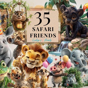 Safari Clipart Safari Animal PNG Safari Amigos Clipart Selva Animal PNG Aniversário Clipart Safari Decoração | Uso Comercial Clipart Transparente