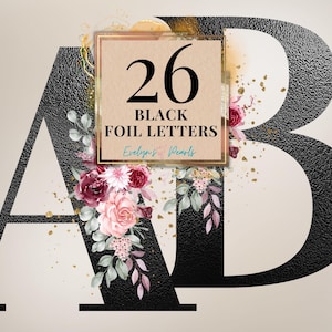 Clipart de lettres noir, feuille d'aluminium, lettre PNG Bourgogne, lettres florales Clipart carte PNG 26, alphabet anglais | Clipart à usage commercial transparent