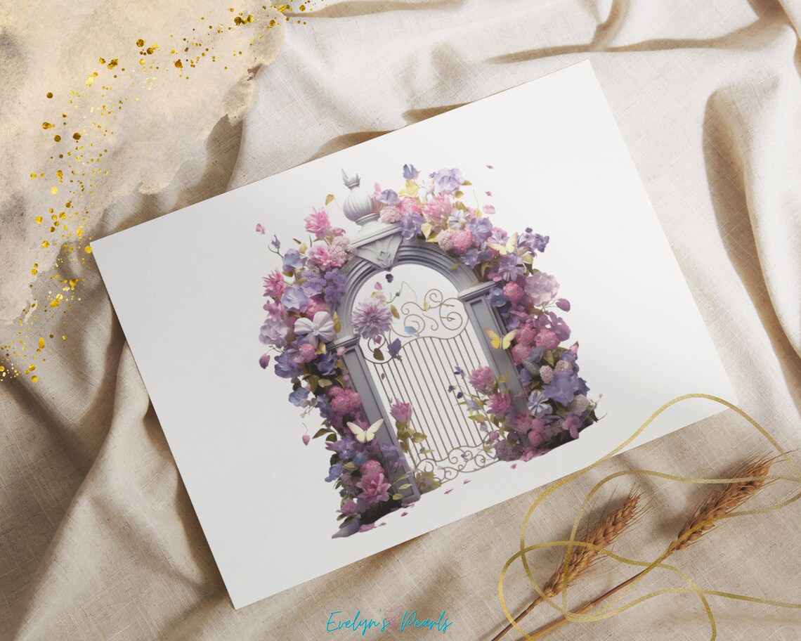Floral Gate Clipart Spring Flower PNG Garden Clipart Floral Door PNG ...
