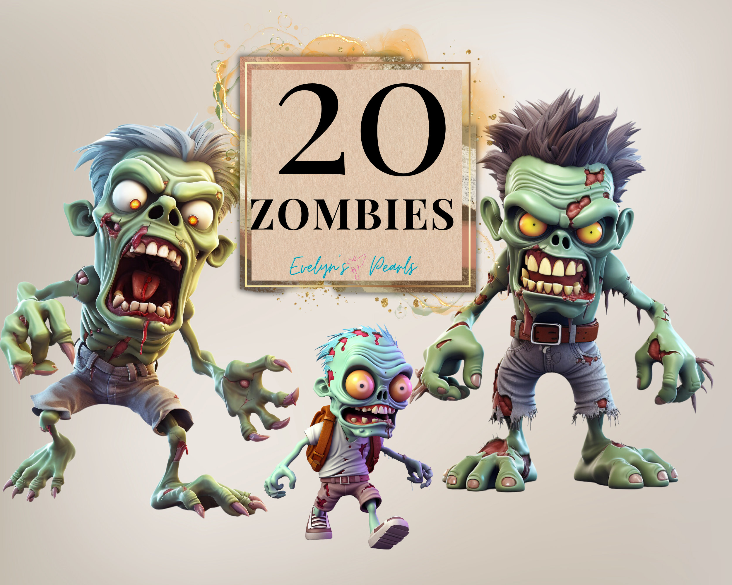 Arte del zombi - Etsy México, image size:2500x2000