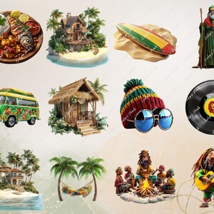 Jamaica Clipart Reggae Rasta Jamaica PNG Famous Landmarks Clipart Holiday Summer Travel PNG Jamaican Food Clipart | Commercial Use Clipart image 7