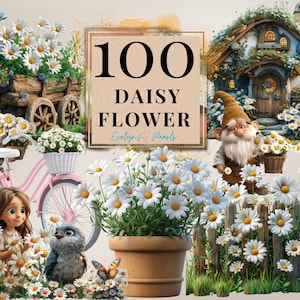 Flor Clipart Margarita Flor PNG Primavera Clipart Floral Clipart Floral Bird House PNG Clipart de temporada / Uso comercial Clipart Transparente