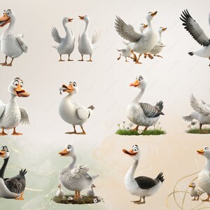 Goose Clipart Cute Goose PNG Bird Clipart Amazon Birds PNG Woodland Animal Clipart Nursery Wall Art PNG |Commercial Use Clipart Transparent image 4