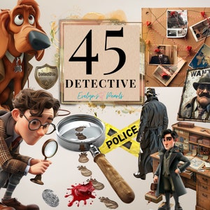 Detective Clipart Policía PNG Solucionador de misterios PNG Investigador Clipart Espía PNG Agente secreto Clipart Niños / Uso comercial Clipart Transparente