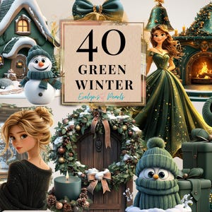 Winter Clipart Grün Festliches Dekor PNG Gemütliches Winter Dekor Clipart Urlaub PNG Clipart Winter Journal PNG | Kommerzielle Nutzung Clipart Transparent