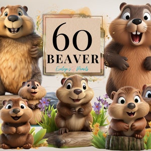 Castor Clipart Lindo Castor PNG Bosque Animal Clipart Bosque Animal PNG Bosque Clipart Vivero Pared Arte /Uso Comercial Clipart Transparente