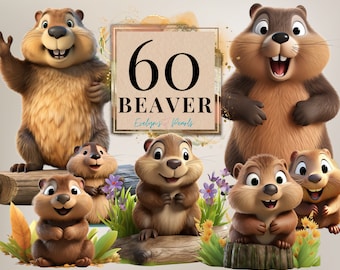 Beaver Clipart Cute Beaver PNG Forest Animal Clipart Woodland Animal PNG Forest Clipart Nursery Wall Art |Commercial Use Clipart Transparent