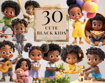 Black Kids Clipart Cute Black Kids Activity PNG Back to School Clipart Black Girl and Boy PNG Classroom I Commercial Use Clipart Transparent