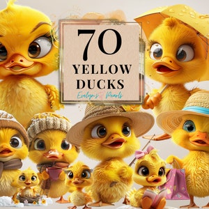 Ente Clipart Süße gelbe Ente PNG Vogel Clipart Süßes Tier PNG Cartoon Clipart Kinder PNG Sommer Clipart | Kommerzielle Nutzung Clipart Transparent