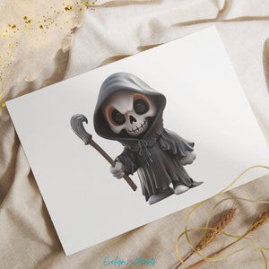 This page shows an example of the real life usage of the product. A white card with the clipart printed on it can be seen placed on a flat beige cloth.