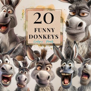 Grappige ezel PNG eigenzinnige ezel clipart humoristische ezel PNG schattige dieren clipart sublimaties graphics | Clipart transparant voor commercieel gebruik