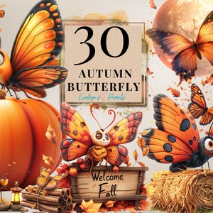 Schmetterling Clipart Herbst Schmetterling PNG Herbst Clipart Herbst Dekor PNG Clipart Insekt PNG Saisonales Dekor | Kommerzielle Nutzung Clipart Transparent