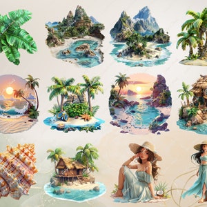 Tropisk ö PNG Natur Clipart tropisk strand PNG Sommar Clipart Resor PNG Vattenfall Clipart Hav | Kommersiellt bruk Clipart Transparent bild 6