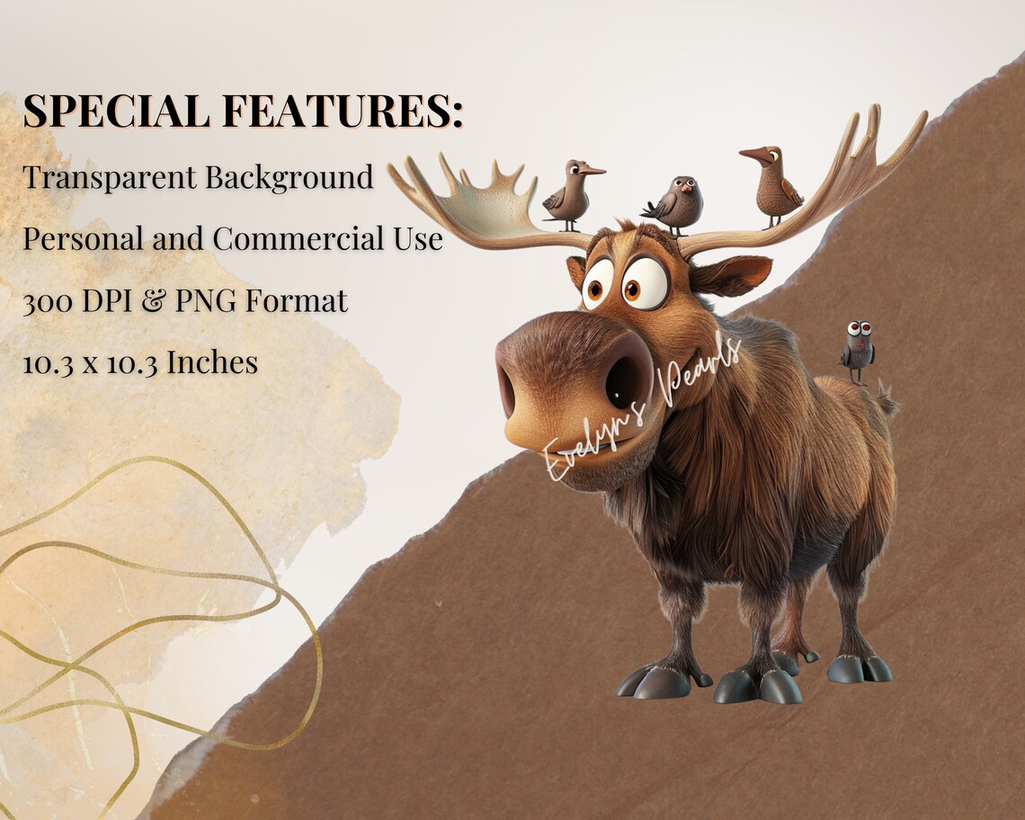 Moose Clipart Cute Moose PNG Safari Animals Clipart Baby Animals ...